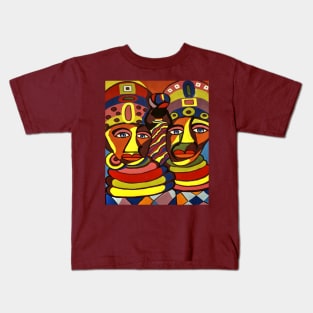 African Traditional Tribal Women Abstract Art Canvas Painting Kids T-Shirt